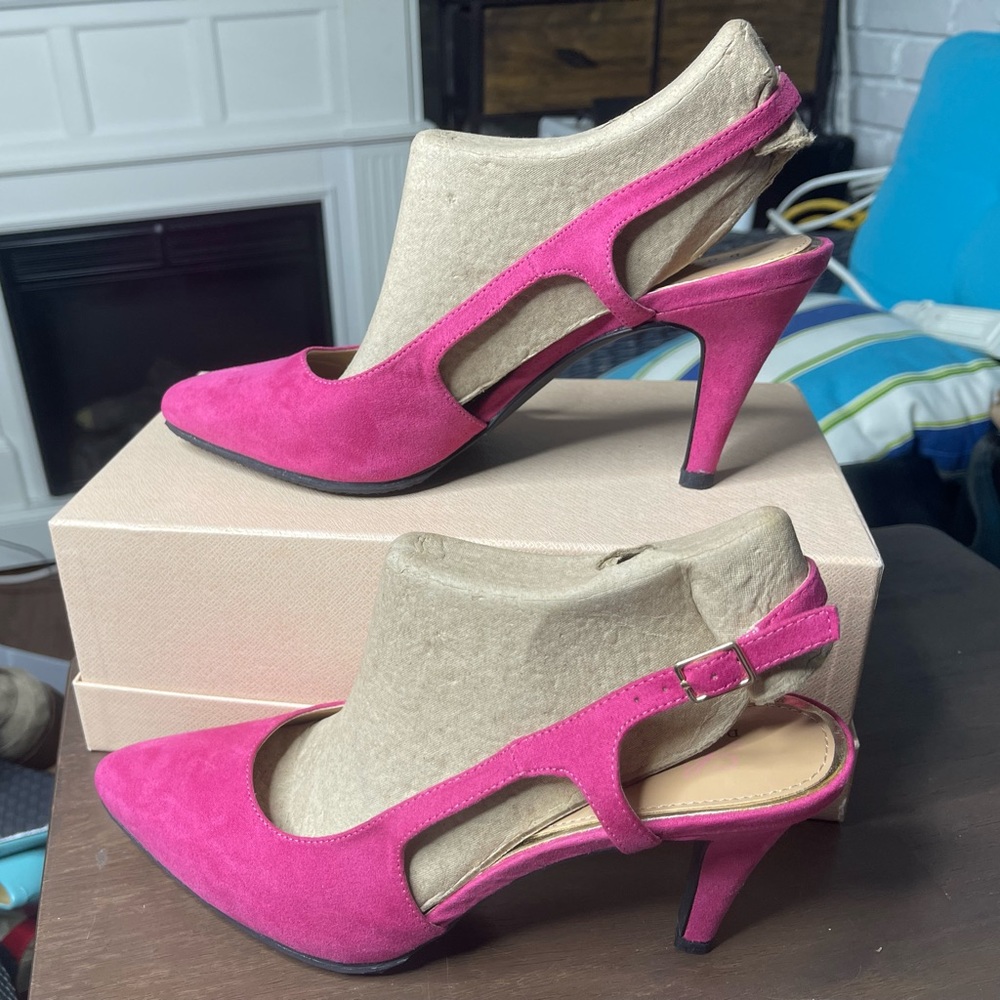 Suede Cutout Slingback Pumps